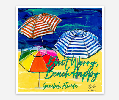 Don&#39;t Worry Beach Happy Vinyl Sticker
