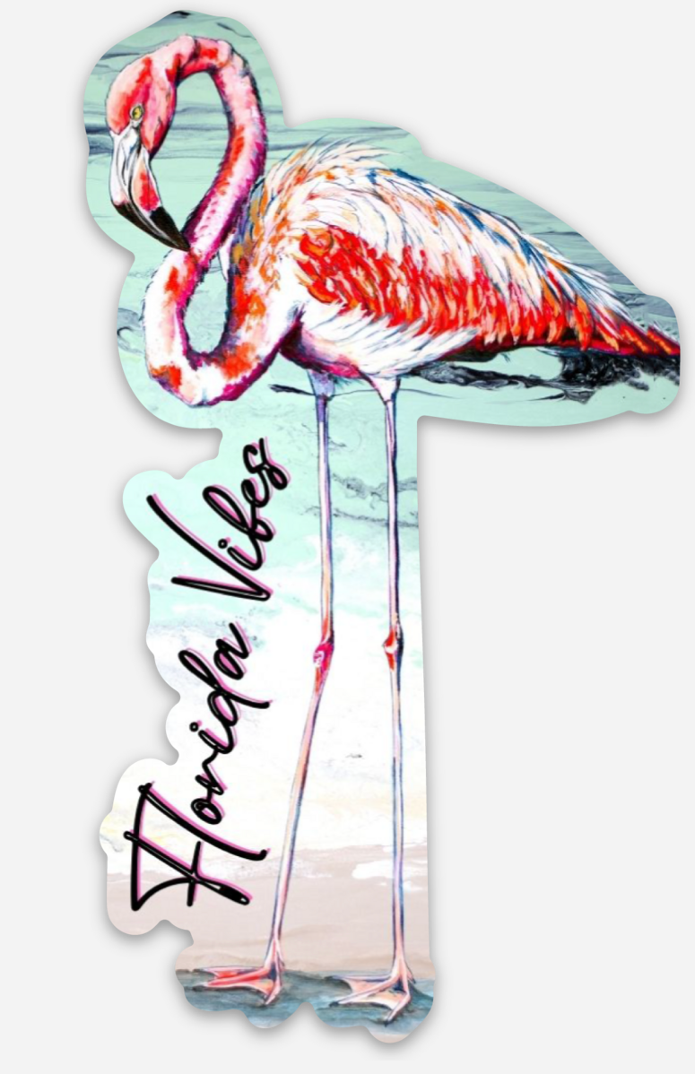 Florida Vibes Flamingo Vinyl Sticker