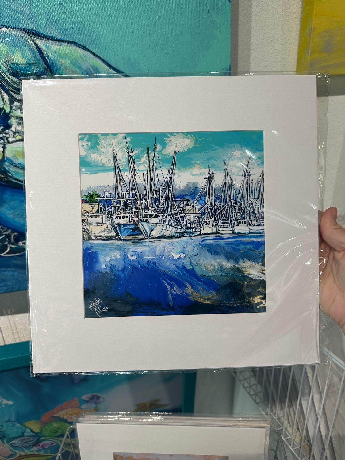Fort Myers Beach Shrimp Boats Matted Print