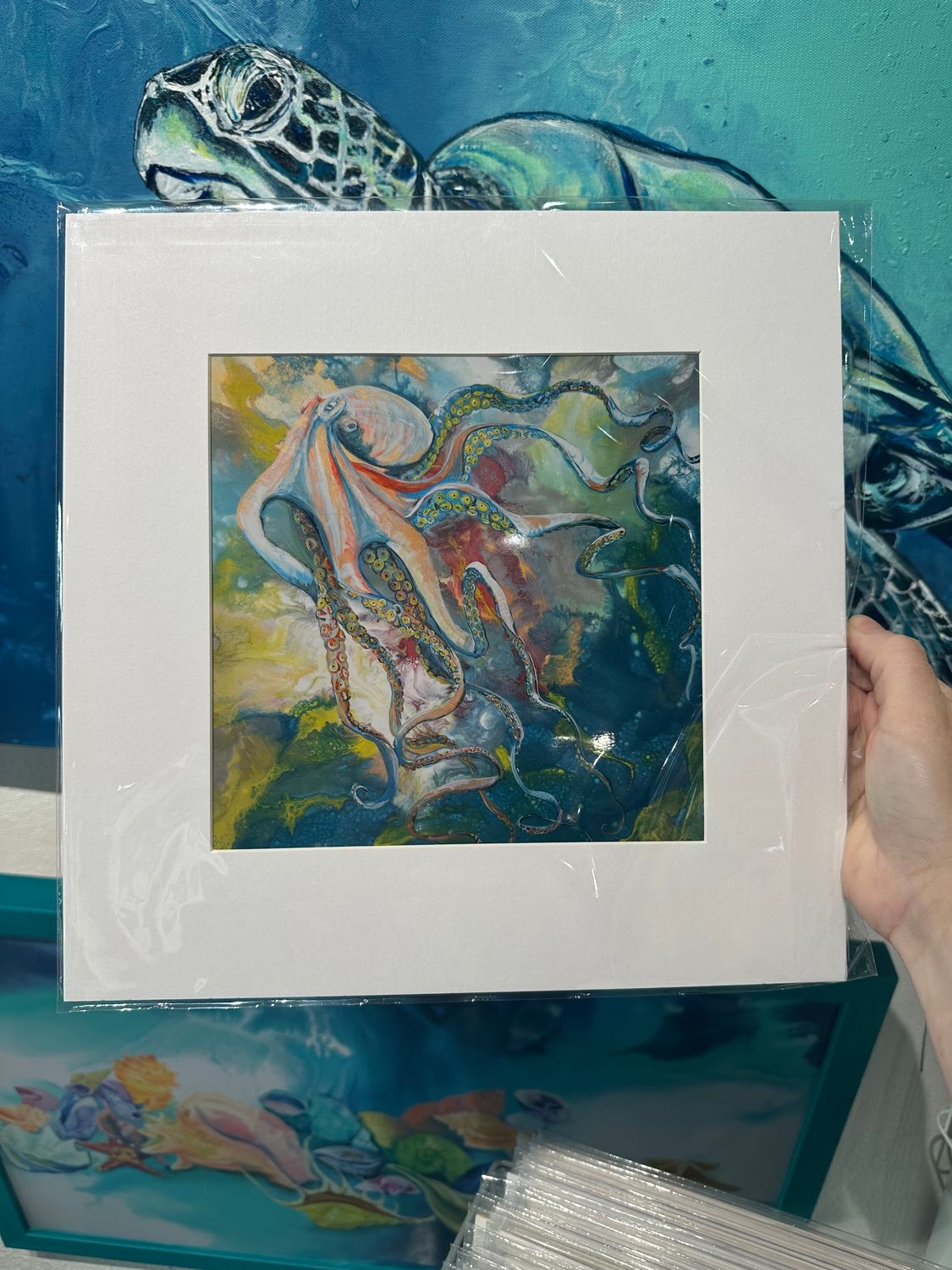 By The Technicolor Octopus Matted Print