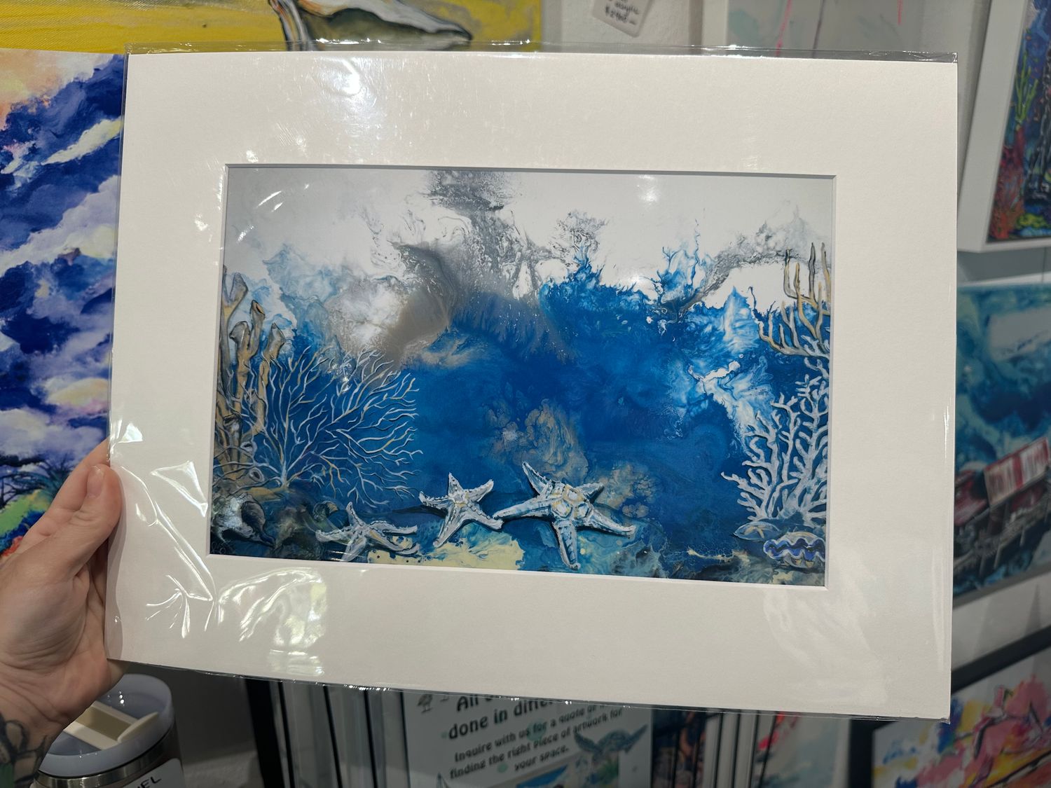 Blue Stars Matted Print