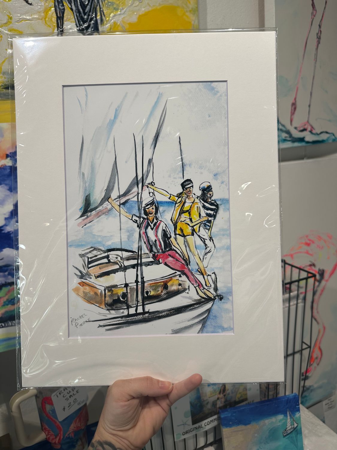 Ladies Go Sailing Watercolor Matted Print