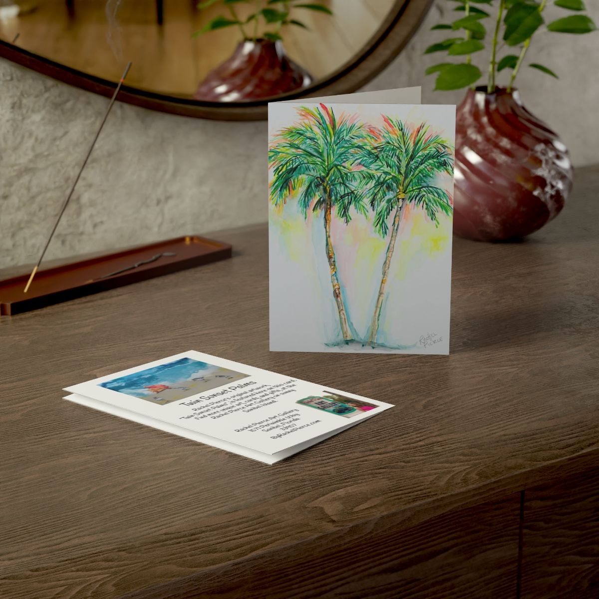 Twin Sunset Palms Greeting Card