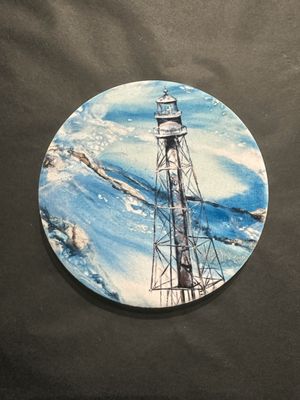Sanibel Lighthouse Waters Ceramic Coaster