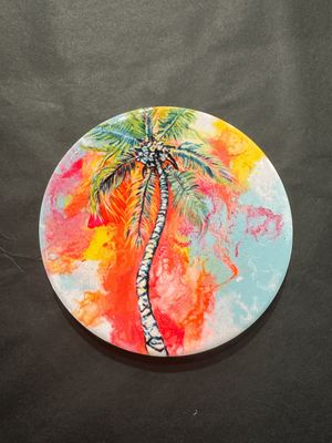 Technicolor Palm Tree Ceramic Coaster