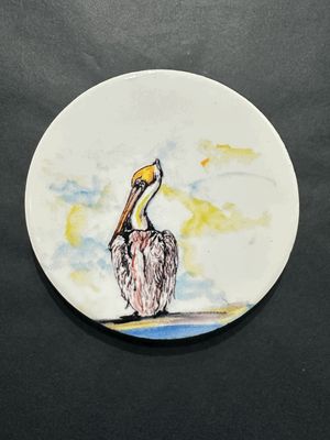 Pelican in the Sun Ceramic Coaster