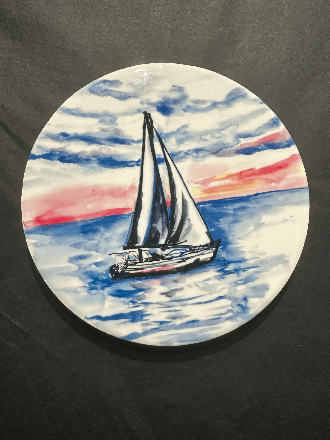 Sailing at Sunset Ceramic Coaster