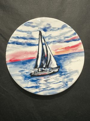 Sailing at Sunset Ceramic Coaster