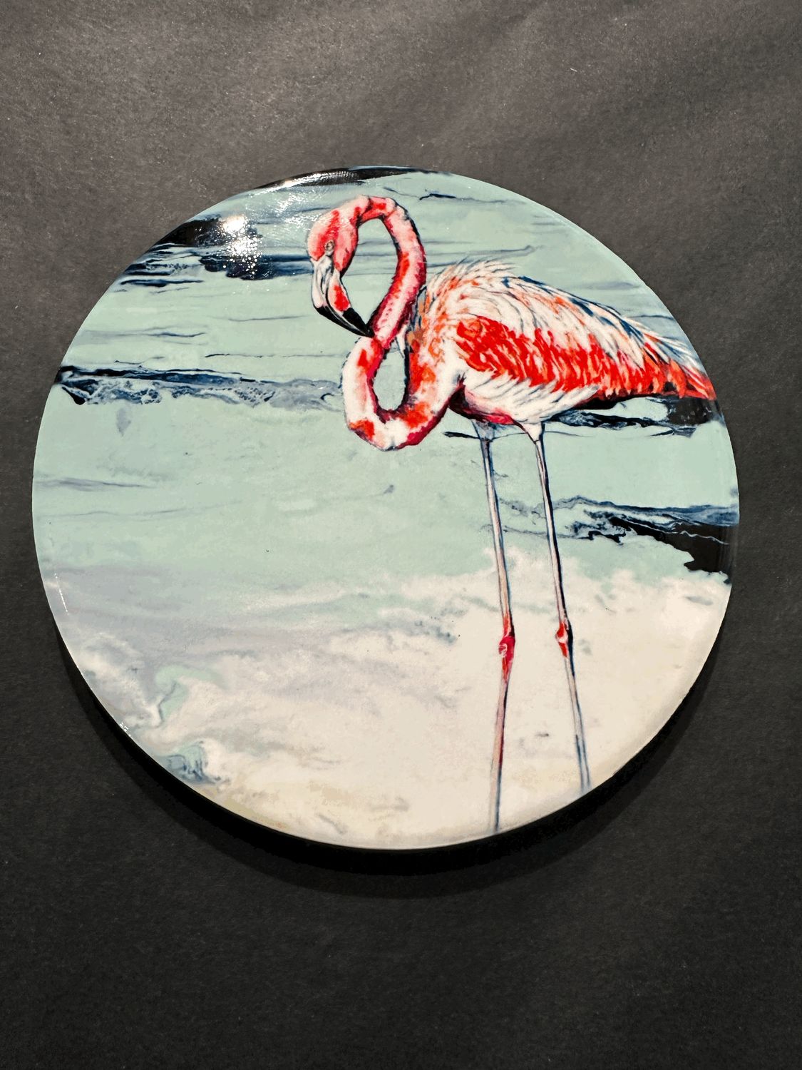 Caught on the Causeway 2 (Flamingo) Ceramic Coaster