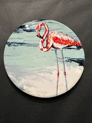 Caught on the Causeway 2 (Flamingo) Ceramic Coaster