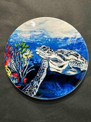 Swimming Through the Coral Reef Ceramic Coaster