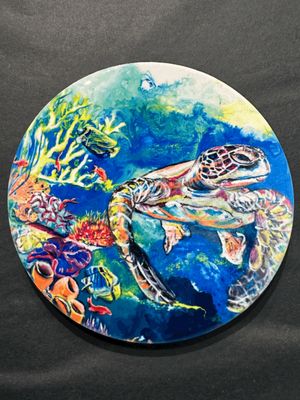 By the Coral Reef Ceramic Coaster