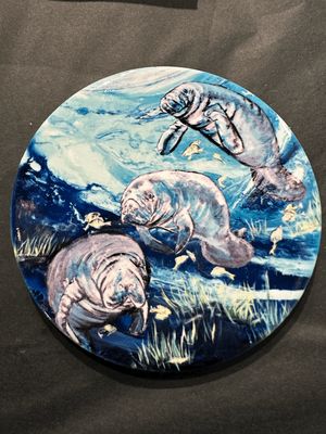 Gulf Side Manatees Ceramic Coaster