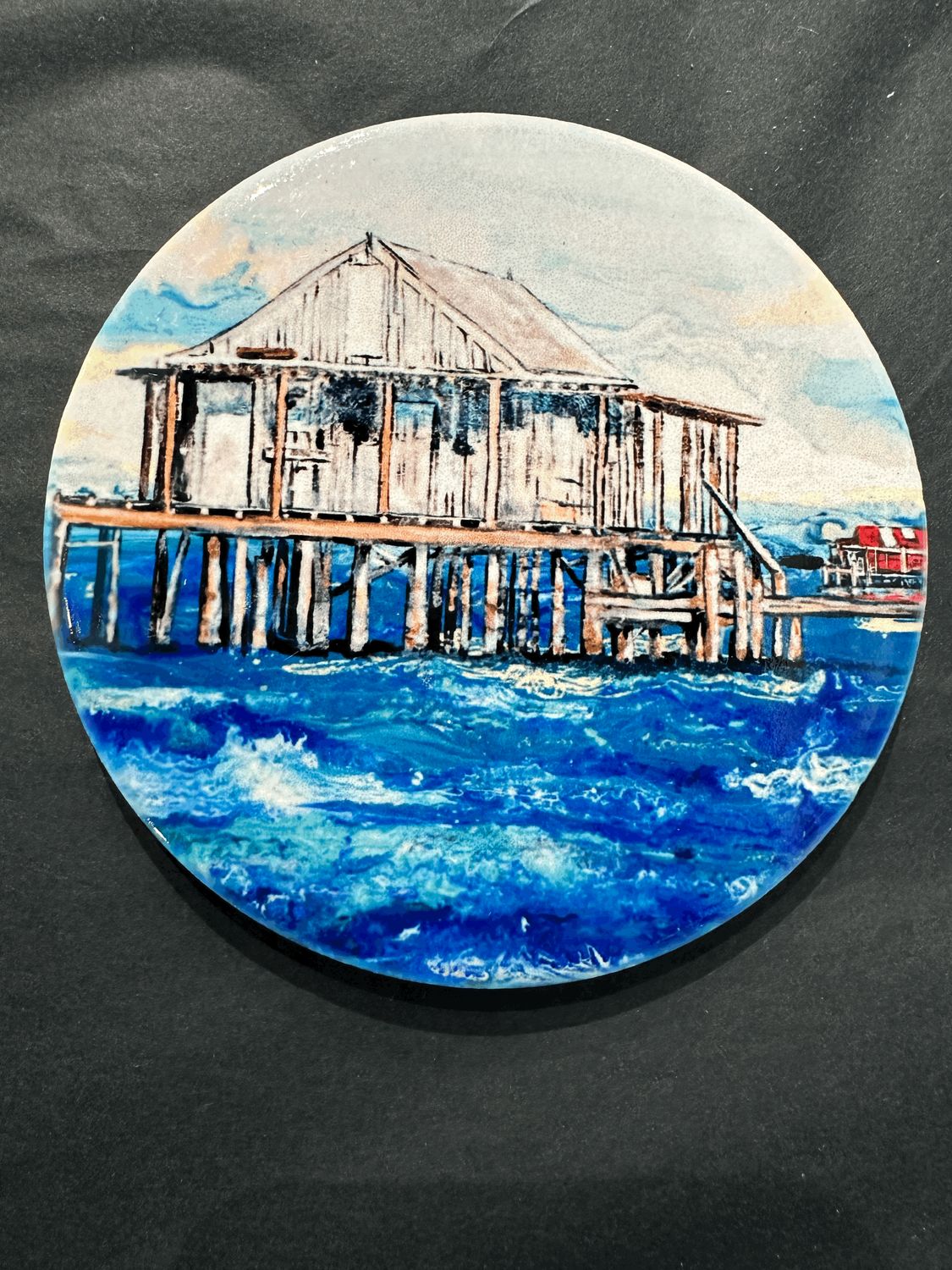 Pine Island Sound Fish Houses Ceramic Coaster