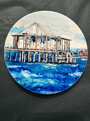 Pine Island Sound Fish Houses Ceramic Coaster