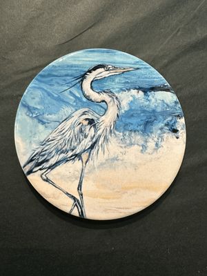 Heron on the Beach Ceramic Coaster