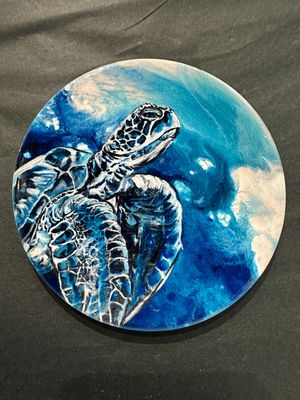Champagne Sea Turtle 1 Ceramic Coaster Champagne Sea Turtle 1 Ceramic Coaster