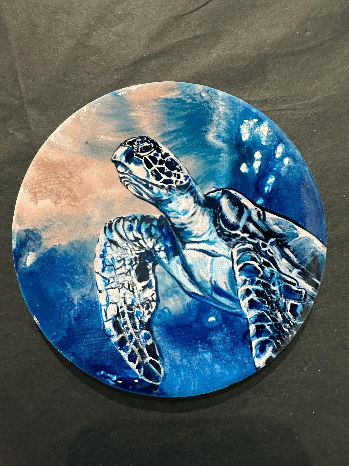 Champagne Sea Turtle 2 Ceramic Coaster Champagne Sea Turtle 2 Ceramic Coaster