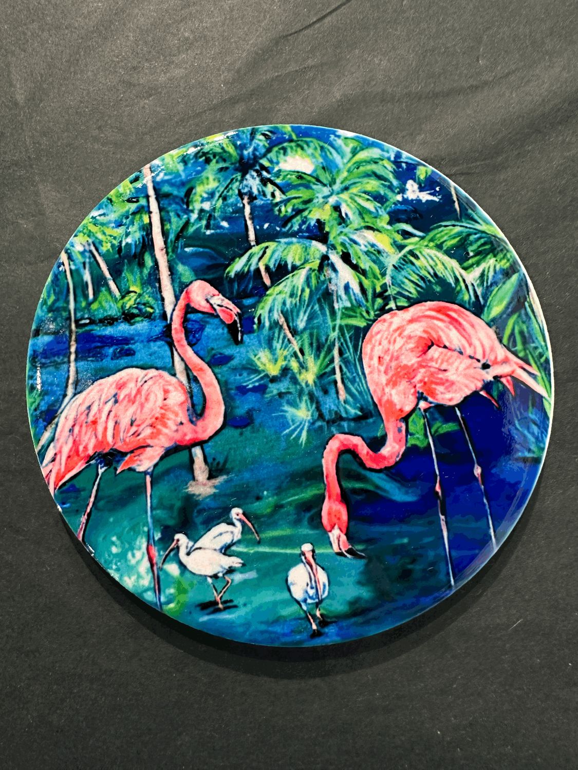 Flamingos and Foliage Ceramic Coaster