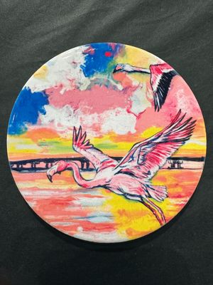 Three Greet The Sun Ceramic Coaster