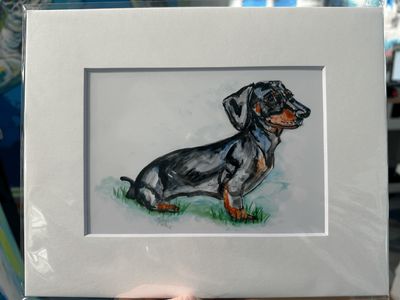 Black Dachshund Matted Print
