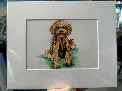 Sitting Doodle Matted Print