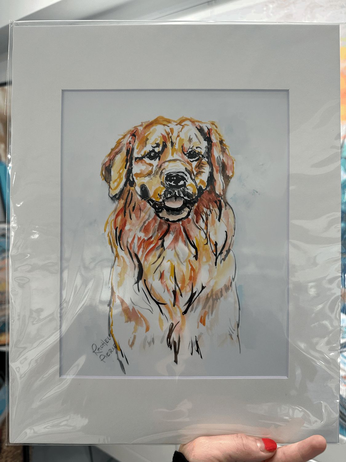 Happy Golden Retriever Matted Print Happy Golden Retriever Matted Print