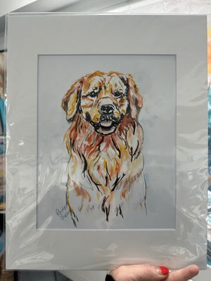 Happy Golden Retriever Matted Print