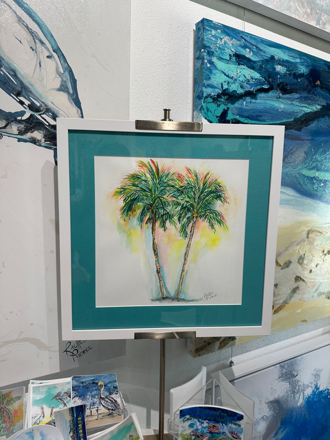 Twin Sunset Palms Original Watercolor