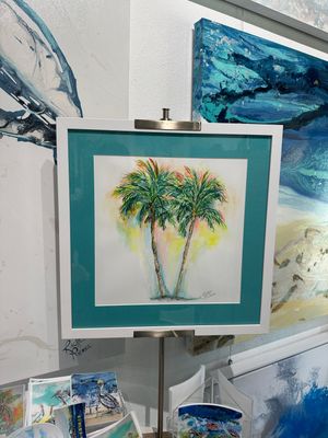 Twin Sunset Palms Original Watercolor