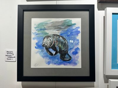 Manatee Solitary Original Watercolor