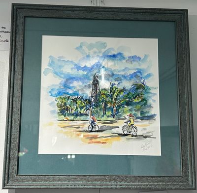 Biking to the Lighthouse Original Watercolor Biking to the Lighthouse Original Watercolor