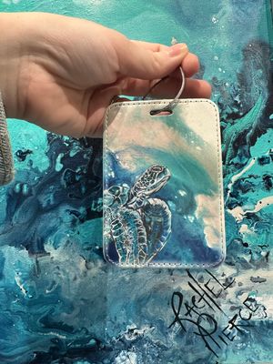 Champagne Sea Turtle Luggage Tag