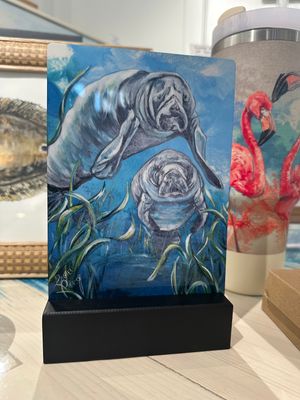 SanCap Manatees Mini Metal Print