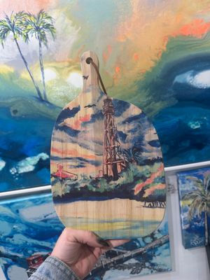 Lighthouse Memories Bamboo Serving Board with Handle