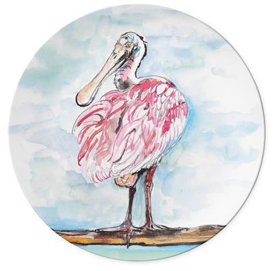 Melamine Dinner Plate with Hello Spoonbill