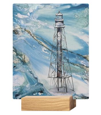 Sanibel Lighthouse Waters Tabletop Metal Print