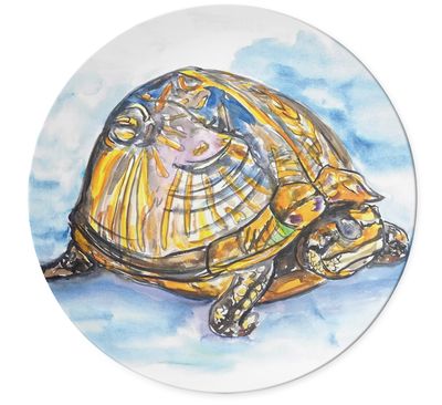 Melamine Dinner Plate with Sanibel Tortoise Watercolor