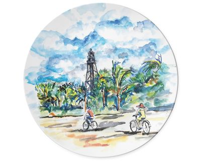 Melamine Dinner Plate with Biking to the Lighthouse