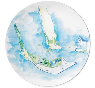 Melamine Dinner Plate with Little Map of SanCap Watercolor