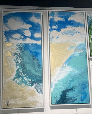 Golden Beach Days Original Abstract Pair