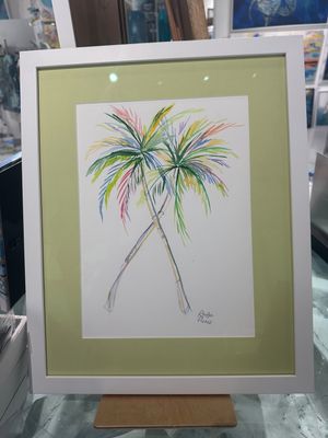A Pair of Neon Palms Original Watercolor