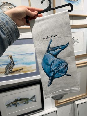 Sanibel Island - Dolphin Tea Towel