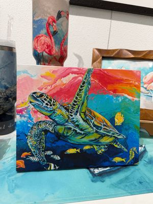 Underwater Sunset Easel Back Canvas Print