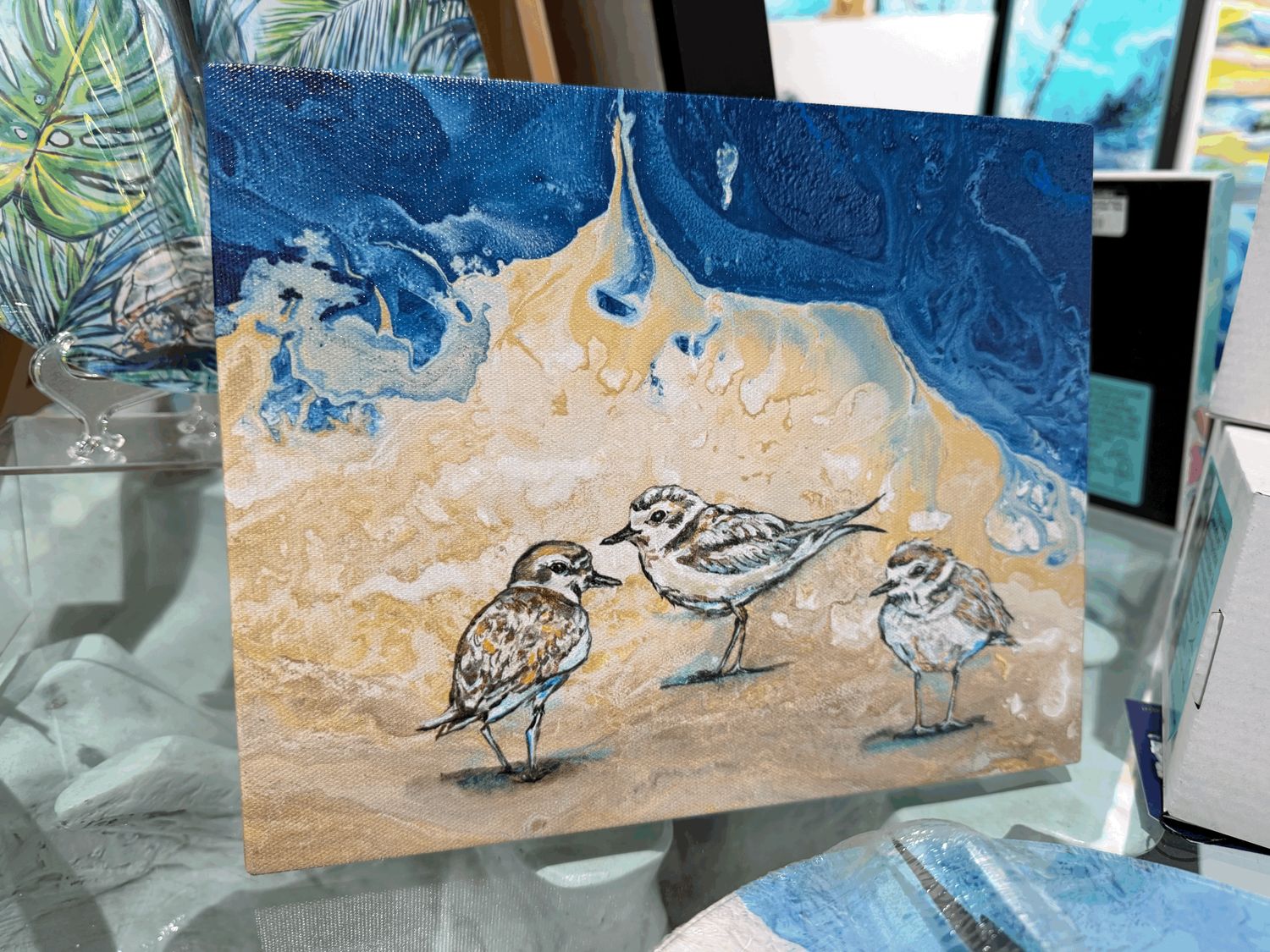 Shorebirds at Dusk Easel Back Canvas Print
