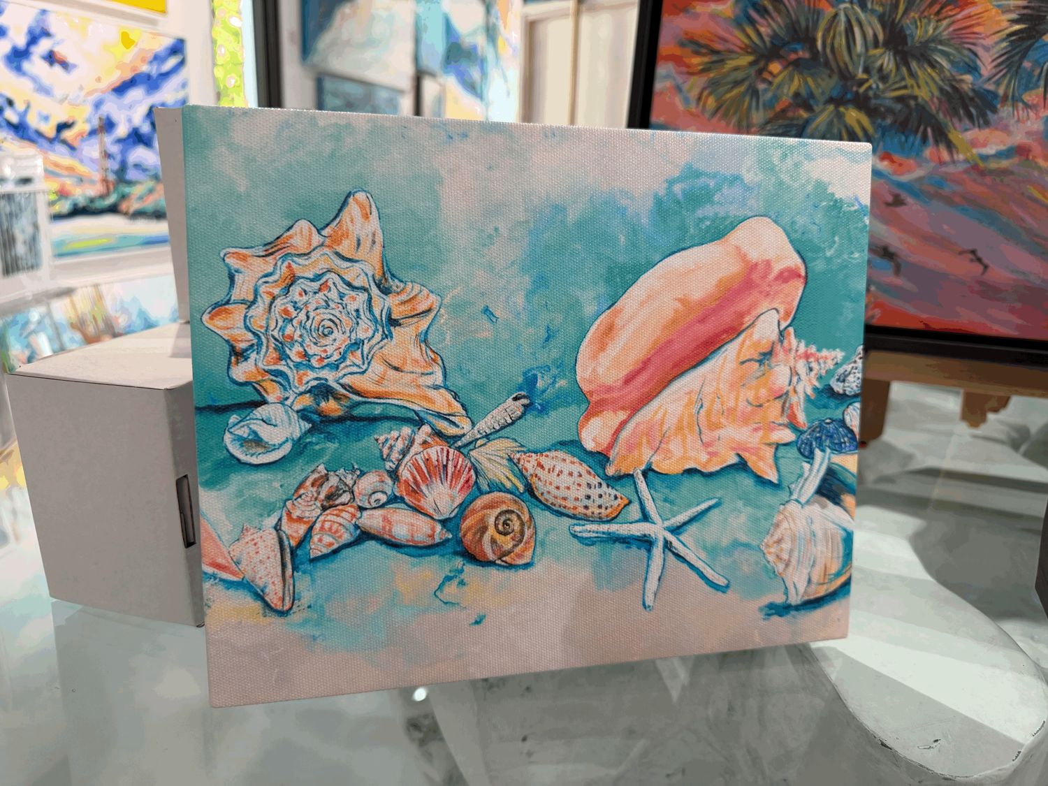 Sanibel Favorites (Pastel Shells) Easel Back Canvas Print