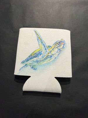 Swimming to the Surface (Sea Turtle) Can Koozie