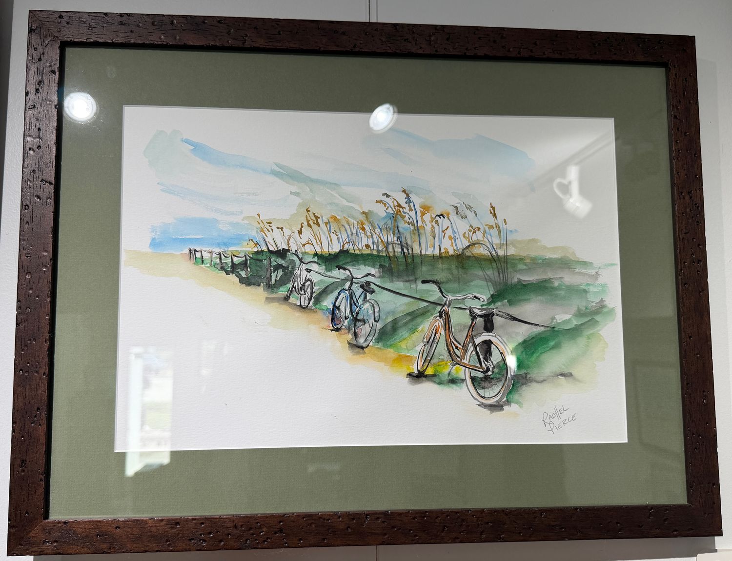 Biking to the Beach Original Watercolor