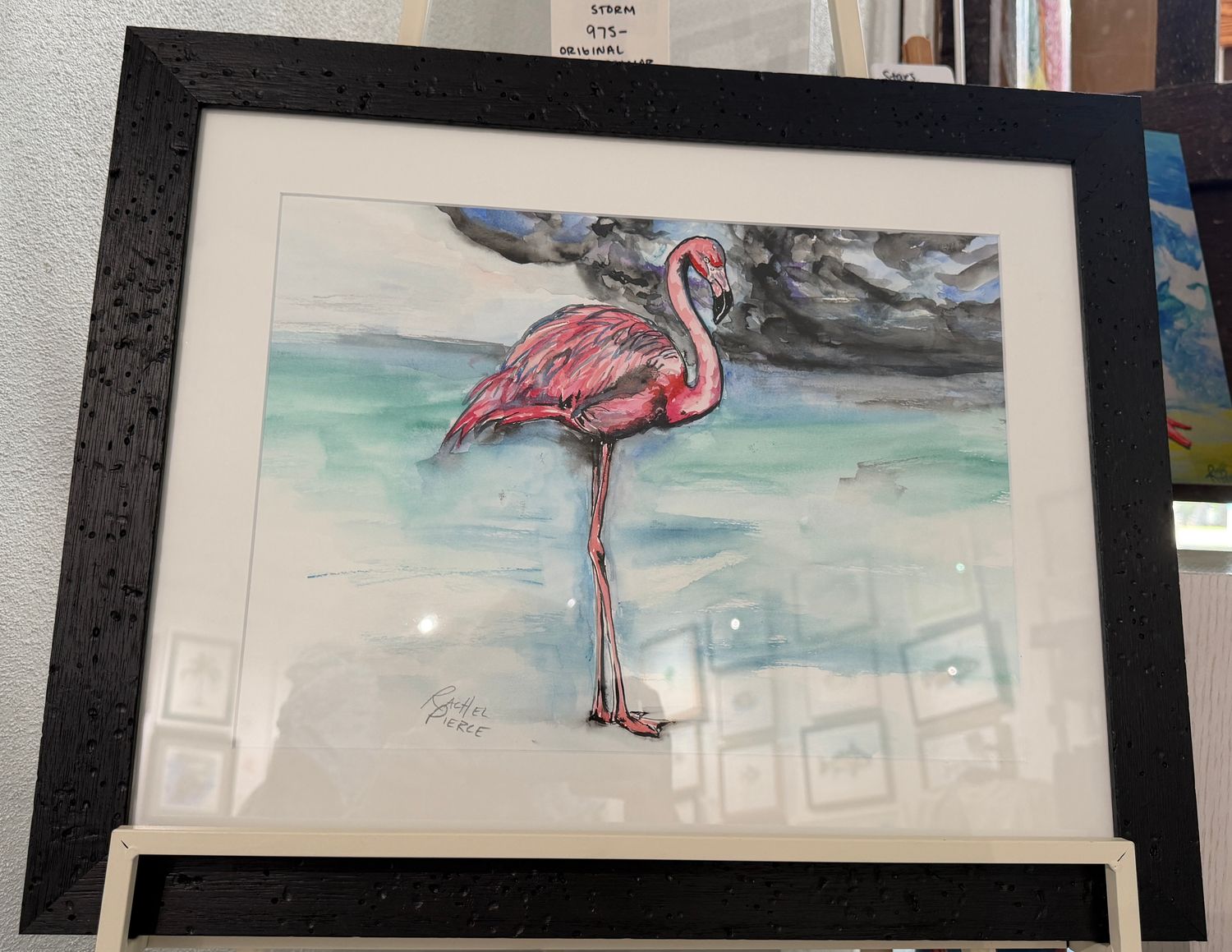 Flamingo Faces the Storm Original Watercolor