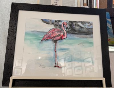 Flamingo Faces the Storm Original Watercolor